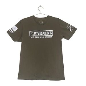 Grunt Style Military Green “Warning! May Tell War Stories” Men’s Tee Sz L